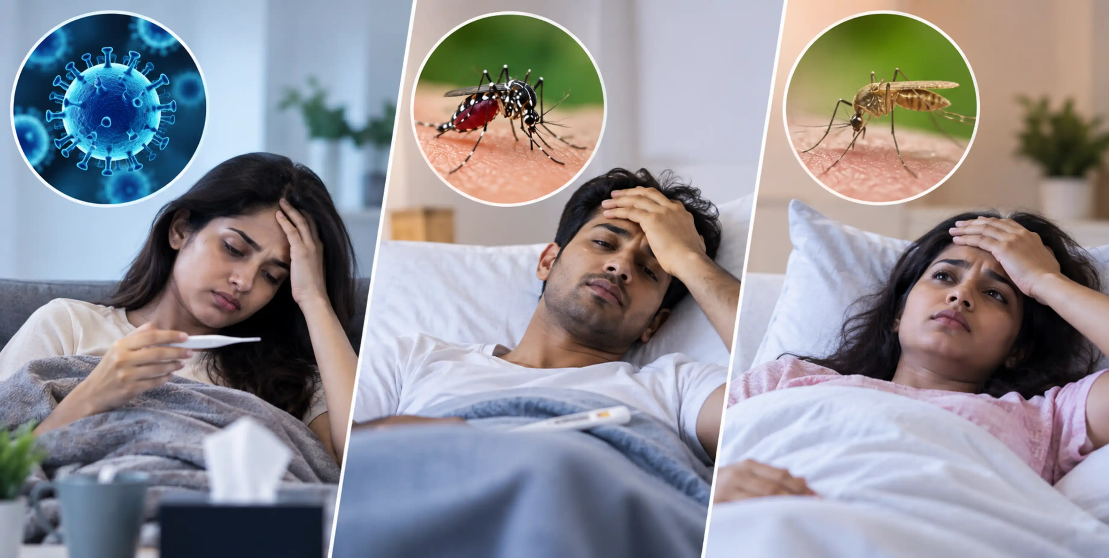 Viral fever vs dengue vs malaria symptoms and diagnosis